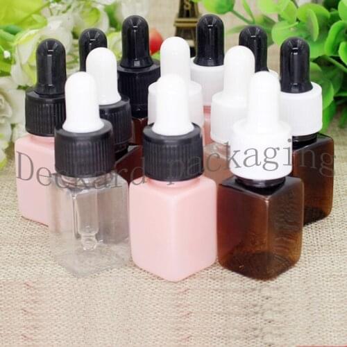 100pcs 10ML Serum Plastic Bottle,Spuare Cosmetic Packaging Sample Bottles, Perfume Packaging, 10ml Lotion plastic Dropper Bottle
