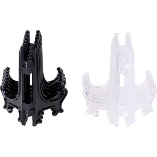 12Pcs Black/Clear Portable Display Stand Stander 3inch Plastic Easels Plate Holders Picture Frames Photo Book Pedestal Holder