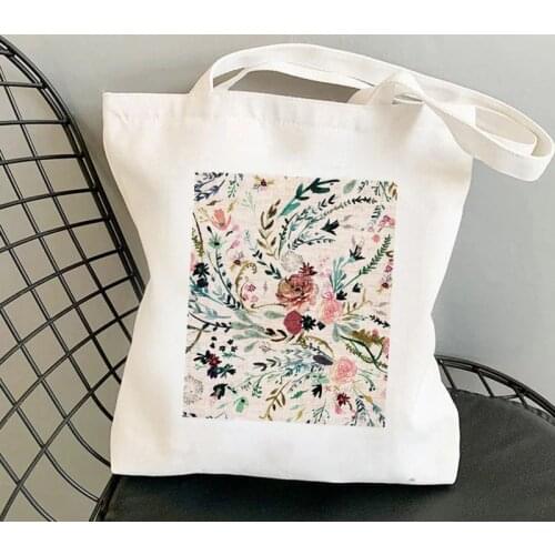 2021 Shopper Fable Floral Aesthetic Printed Tote Bag women Harajuku shopper handbag girl Shoulder shopping bag Lady Canvas Bag