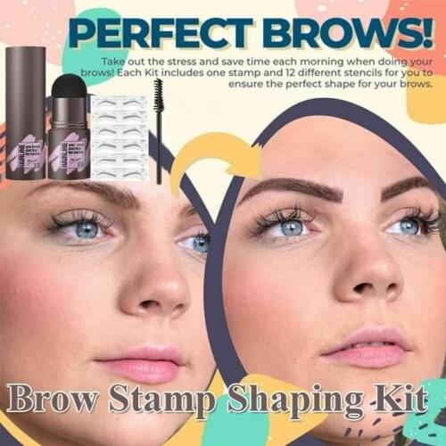 3 Colors Waterproof Eyebrow Stamp Shaping Makeup Set One Step Brow Stamp Shaping Kit 6 Pairs Reusable Eyebrow Stencils TSLM1