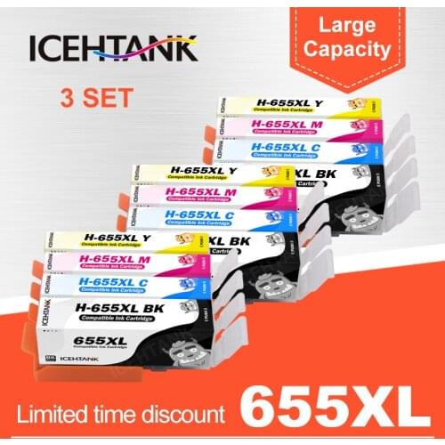 3 Set Compatible 655 Ink Cartridge Replacement for HP 655 For HP655 Deskjet 3525 5525 4615 4625 4525 6520 6525 6625 Printer