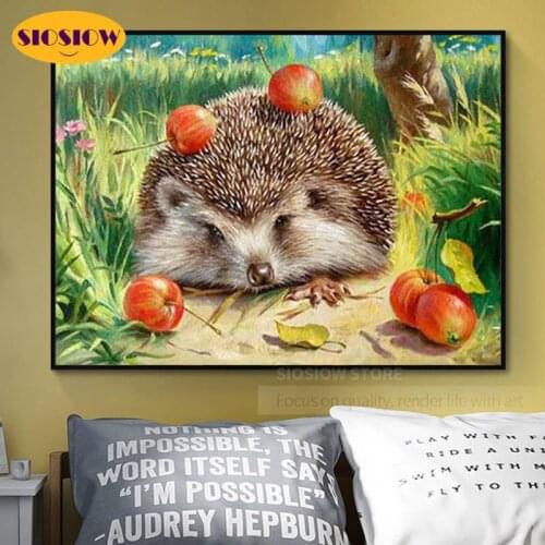 5d Diamond Painting Hedgehog Full Square Drill Resin Round Diamond Embroidery Kits Diy Hand Craft Decor Home Gifts For Kids Room
