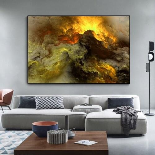Grey Yellow Clouds Abstract Oil Painting Painting Abstract Decorative Wall Art Posters and Prints Cuadros Home Design Decoration