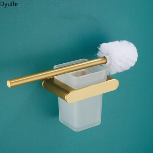 Bathroom accessories brushed golden toilet brush holder toilet toilet brush holder Nordic punch-free toilet brush holder
