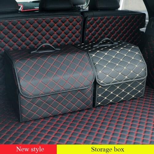 Car Storage Bag PU Leather Trunk Folding Boot/ Food/Stuff Car Storage Stowing Tidying Auto Trunk Box Organizer Car Accessories