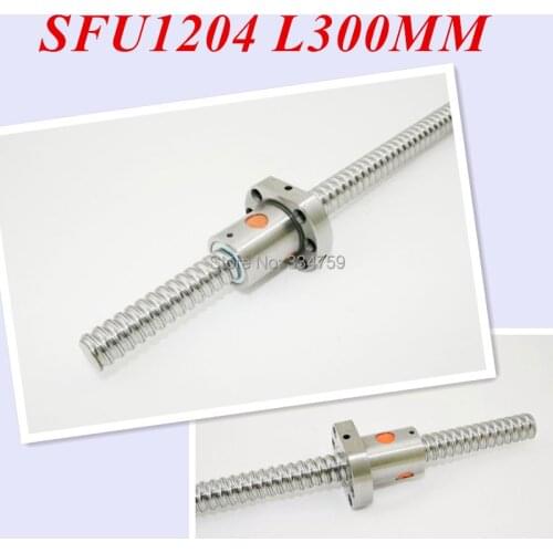 Free Shipping SFU1204 300mm Ball Screw RM300mm C7 Rolled Ball Screw and SFU1204 Ball Nut for CNC parts