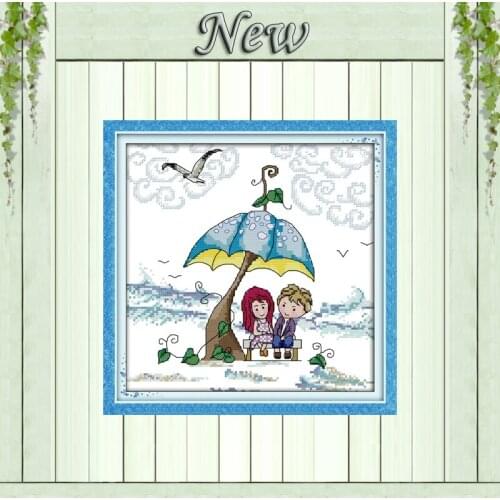 Brilliant islet lovers decor painting counted print on canvas DMC 14CT 11CT Chinese Cross Stitch Needlework Sets Embroidery kits