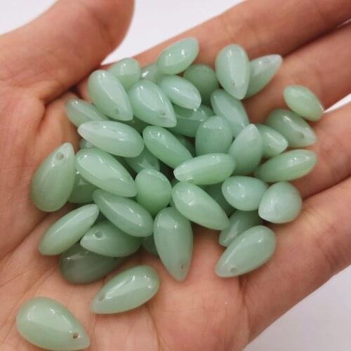 10 Pieces 8*14mm Jade Color Tea drop Beads Czech Glass Loose Spacer Beads for Jewelry Making Hairpin Handmade Diy Accessories