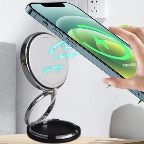 Center Console Magnetic Flexible Phone Holder for All Phones 2 in 1 Wireless Charger Stand Adjustable 180 Rotation