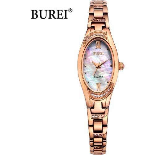 BUREI Brand Ladies Fashion Rose Gold Bracelet Watches Women Waterproof Luxury Casual Crystal Quartz Wristwatch Relogio Feminino