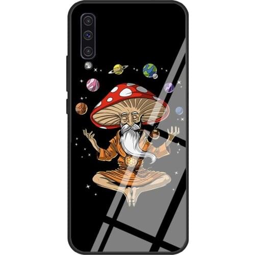 Mushroom Buddha Zen Yoga Psychedelic Case For Samsung A72 A71 A51 A31 A40 A50 A70 A20e A21S A12 A32 A52 Tempered Glass Cover