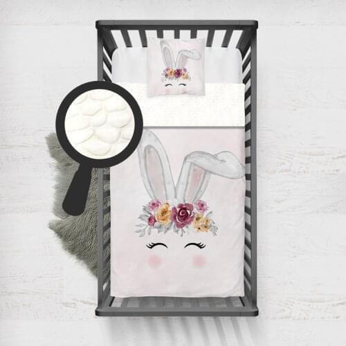 Kids Minky Blanket Super Soft and Warm Blankets Children for Couch and Bed Beige Rabbit Flower Model 1419