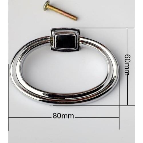 Dia 80mm modern simple oval chrome silver drop ring drawer kitchen cabinet tv cabinet bathroom cabinet dresser pull handle