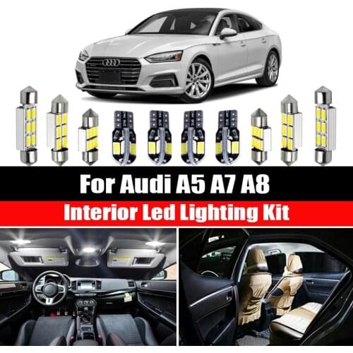 For Audi A5 S5 RS5 B8 8T A7 S7 RS7 4G A8 S8 D2 D3 4D Canbus Vehicle LED Interior Map Dome Trunk Light Kit Car Accessories