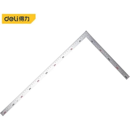 Deli 250MM Stainless Steel Square Ruler Right Angle 90 Turning Ruler Woodworking Ruler Steel Turning Ruler Measuring Tools Gauge