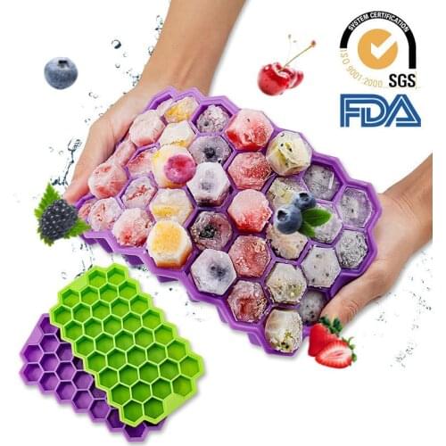 BPA Free Honeycomb Ice Cube Tray with Removable Lids Ice Cube Maker Form Chocolate Mold Silicones Ice Mould for Whiskey Cocktail
