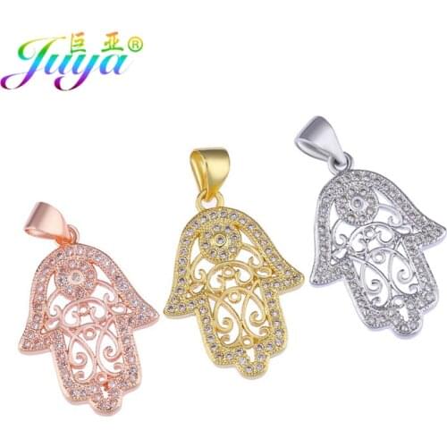 Juya DIY Turkish Jewelry Findings Handmade Hamsa Fatima Charms Pendant For Women Men Bracelet Necklace Making