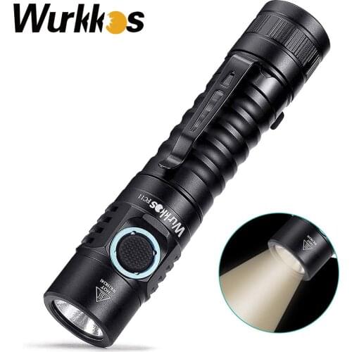 Wurkkos FC11 Pocket Tactical Flashlight 18650 LED 1300lm LH351D Mini Light USB-C Rechargeable Magnetic Tail 2700k-5000k Lamp