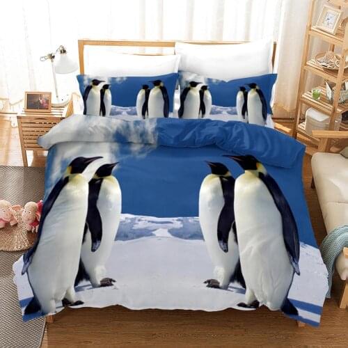 Penguin Animal Bedding Set Quilt Duvet Cover Pillowcases Bed Cover Set Twin Full Queen King Single Double 2-3PCS