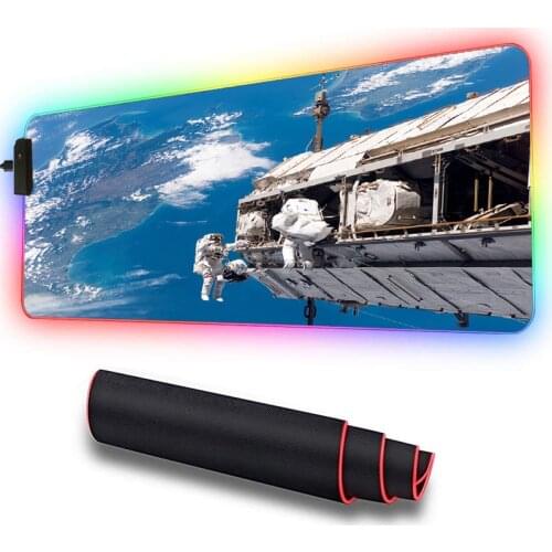 Astronaut RGB Illumination LED Mousepad Computer Mouse Mat Gamepad Pc Gamer Custom Gaming Mousemat Desk Pad Office Padmouse