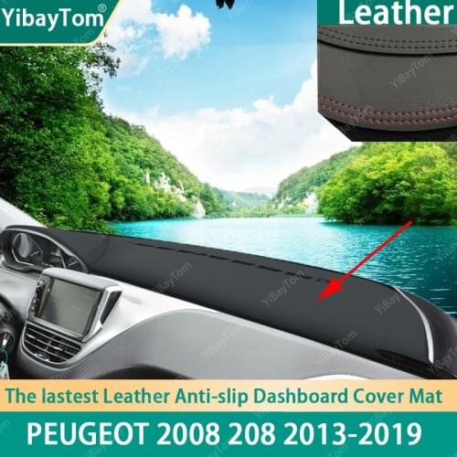 Excellent PU Leather Dashboard Anit-slip Anti-UV Cover mat For Peugeot 2008 208 2013-2019 accessories