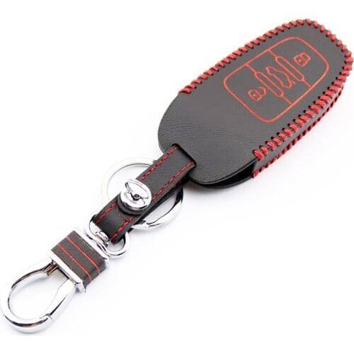 Leather Key Shell Holder Fit For Audi A3 Q5 SQ5 A5 S5 A6 S6 A7 S7 A8 S8 2013-2018 With 3 Buttons Remote Key Accessories Bag Box
