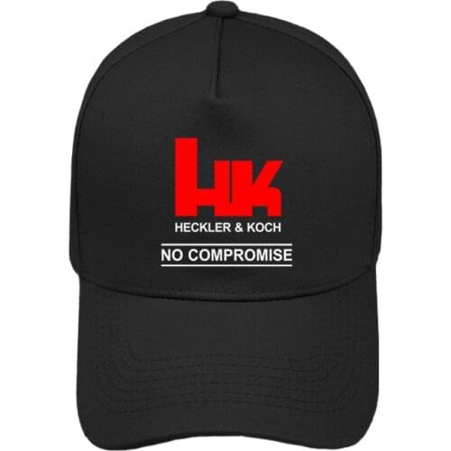 HK Logo Heckler Koch Firearms No Compromise Baseball Cap Men Women Adjustable Heckler Koch Hats Cool Outdoor Cap MZ-103