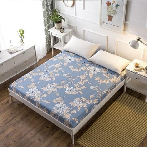 Mtuove bed cover Single piece mattress cover cartoon bed covers 1.5m1.8m2.0 pure white cloth non-slip dustproof bed sheets