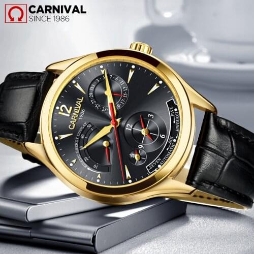 2019 Carnival Genuine Watches Mens Automatic Mechanical Watch Mens Watch Energy Display Waterproof Multi-function Belt Watch