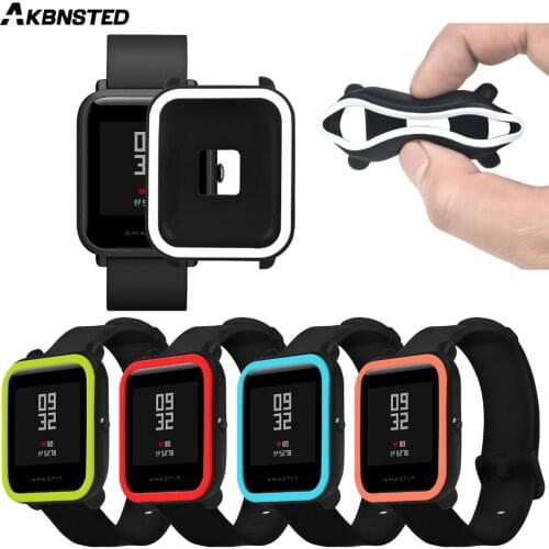 AKBNSTED TPU Soft Silicone Protective Full Case Cover For Huami Amazfit Bip Youth Watch Case SmartWatch Watch Band Accessories