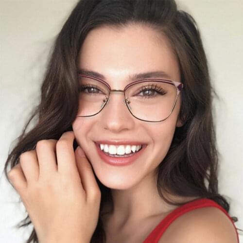 Cat Eye Anti Blue Light Metal Optical Glasses Frames Men Women TR90 Fashion Computer Eyeglasses 50057