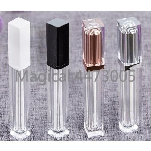 40pcs 7ML Top Grade Rose Gold Empty Lipgloss Tube , Square Silver Lip Gloss Refillable Bottles,Plastic Liquid Lipstick Container