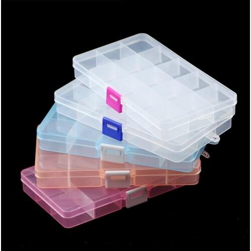 YHBZRET Adjustable 15 Slots Plastic Storage Box packaging transparent Tool Case Craft Organizer box Jewelry Beads accessories