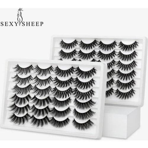 SEXYSHEEP 5/12Pairs 3D Faux Mink Eyelashes Natural Thick Long False Eyelashes Dramatic Fake Lashes Makeup Extension Eyelashes