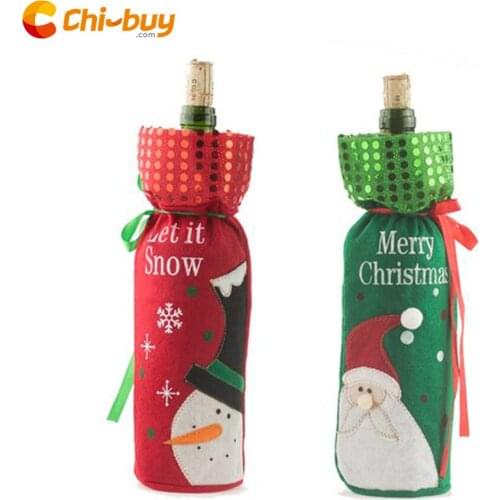Chibuy Christmas Snowman Design Wine Bottle Cover Santa Claus Red Wine Gift Bags Pretty Christmas decorations for home