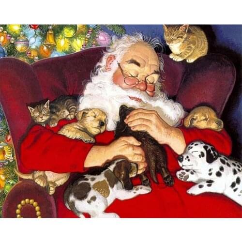 Christmas Santa Claus Cross Stitch Kit Needlework Craft Set Canvas Printed Cotton Thread Christmas Gift Home Decor New Design