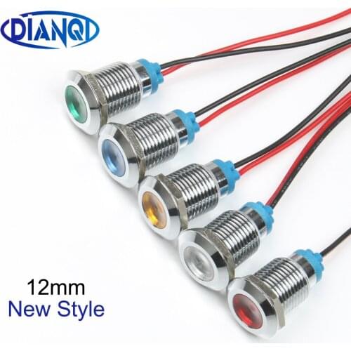 LED Metal Indicator light Single/double color Customized 12mm waterproof Signal lamp dot with wire red yellow blue green white