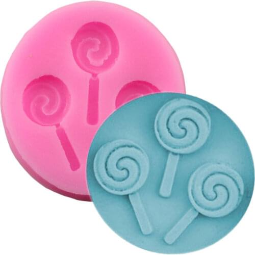Lollipop Shape Silicone Mold Baby Birthday Cupcake Topper Fondant Cake Decorating Tools Resin Clay Molds Chocolate Making Mould