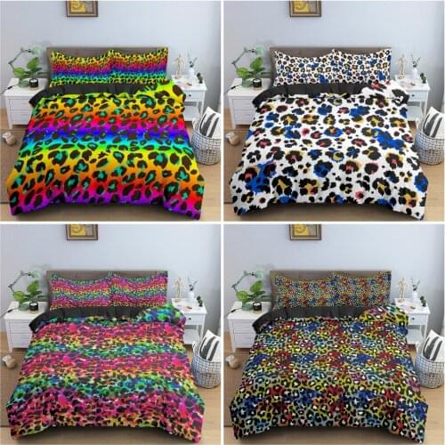 Watercolor Animal Skin Texture Duvet Cover Set Tie Dye Gradient Color Bedding Set Pillowcase King Queen Luxury Bedclothes 2/3PCS