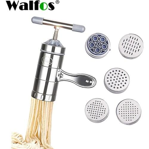 WALFOS Stainless Steel Noodle Maker With 5 Models Manual Noodles Press Pasta Machine Kitchen Tools Vegetable Fruit Juicer Steel