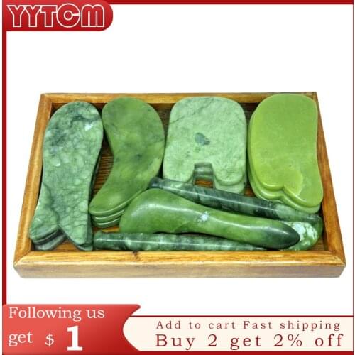 Green stone Roller Slimming Face Massager Tool Natural jade Facial Massage Stone Skin Massage Beauty Care GUASHA