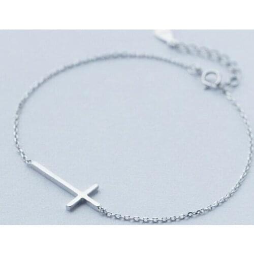 New Simple Fashion Female Glossy Cross 925 Sterling Silver Jewelry Personality Popular Exquisite Bracelets SB1