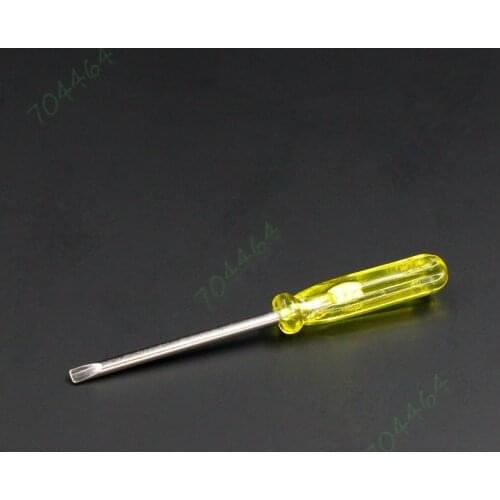 100pcs /lot 55mm x 2.0mm Mini Small Slotted Flat Word Head Screwdriver Repair Tool Yellow color
