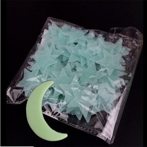 100Pcs/Pack Star Moon Luminous Wall Sticker for Home Bedroom Decoration DIY Glow in Dark Blue Star Kids Room Wall Art Stickers