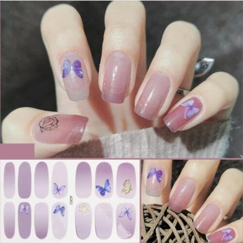 14Pcs INS Style Nail Sticker Quick Stick Waterproof Hot Stamping Nail Transfer Fashion Accessory