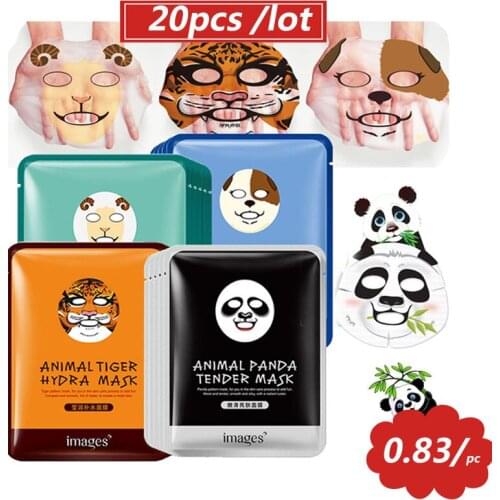 20pcs/lot Cute Animal Facial Mask Sheep/Panda/Dog/Tiger Facial Mask Fresh Anti-Acne Moisturizing Oil Control Hydrating Skin Care