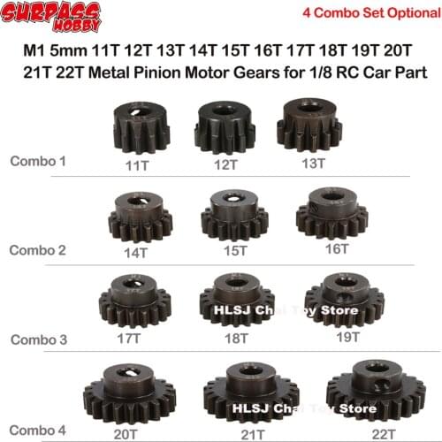 3PCS/Set M1 5mm 11T 12T 13T 14T 15T 16T 17T 18T 19T 20T 21T 22T Metal Pinion Motor Gears for 1/8 RC Car Part