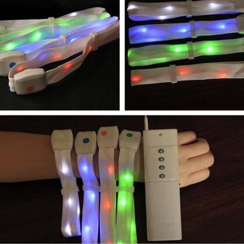 5pcs/lot Flashing Led Bracelet Remote Control Illuminated Nylon Bangles Bracelets for Party Event Wedding Xmax Decor ZA4468