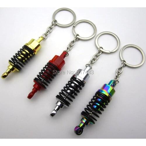 5pcs metal tein motorcycle car shock absorber Spring Suspension Damper keychain keyring Keyholder