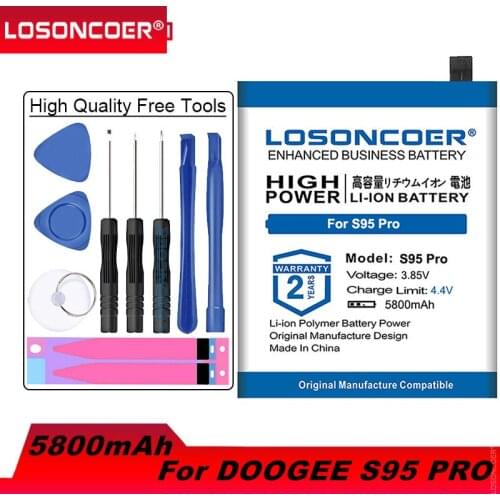 LOSONCOER 5800mAh BAT19M105150 S95 Pro Latest Production Batteries For DOOGEE S95 Pro Smart Phone Battery+Quick Arrive